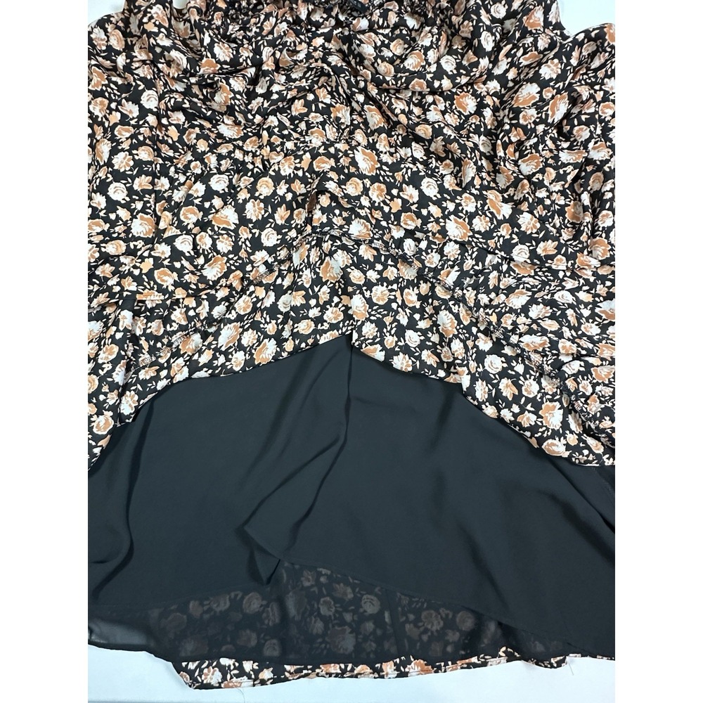 ZARA Women's Floral Long Sleeve Semi Sheer Mini Dress Pink Black Cottagecore MED - Picture 7 of 13